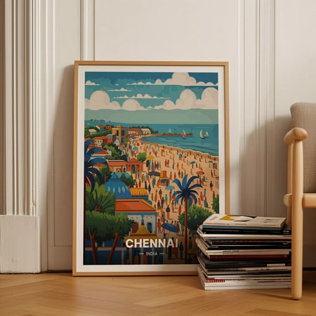 Chennai India Travel Poster, Vibrant City Landscape Art, Ideal For Home Decor And Gift Giving, C20-1594 Wall Art, Modern Wall Decor, 8x12 UNFRAMED