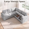 thumbnail image 3 of YOKWOK 85.4" L‑Shaped 5 Seat Sectional Sofa with Pull Out Sleeper Bed, Corduroy Upholstered Sofa with Hidden Storage Chaise, Sectional Couch for Living Room, Light Gray, 3 of 9