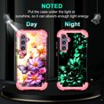 thumbnail image 3 of Casetego for Samsung Galaxy S25 Plus 5G Case,Glow in The Dark Three Layer Heavy Duty Sturdy Shockproof Protection Rugged Hard PC+Soft TPU Bumper Case for Galaxy S25 Plus,Pink Butterfly, 3 of 9