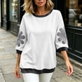 thumbnail image 2 of Wensltd Women Sweatshirt Round Neck Three Quarter Sleeve Soft Pullover Casual Loose Fit Tops, 2 of 8