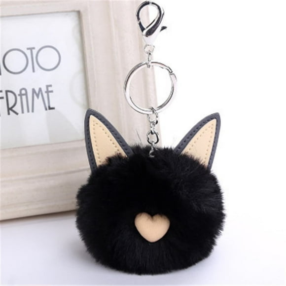 Latrodar 8CM Cute Ears Keychain Pendant Women Key Ring Pompoms Key Chains Mothers Day Gifts for Mom