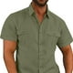 thumbnail image 3 of Camisa con Botones para Hombre, Manga Corta, Doble Bolsillo, Color Puro, Transpirable, Camisa Informal para Hombre para Fiesta de Trabajo Diaria, OD Verde M, 3 of 6
