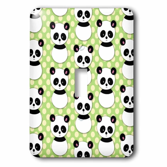 3dRose, Cute panda bear with lime green polka dots, single toggle switch