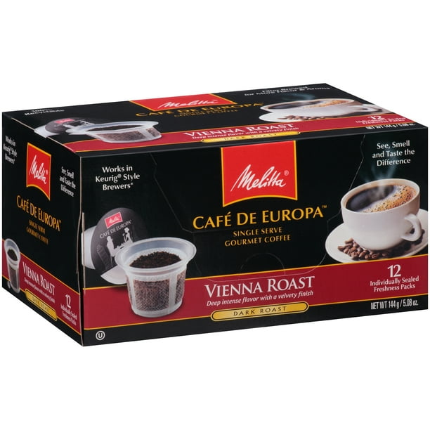 Melitta Cafe De Europa Vienna Roast Dark Roast Single Serve Gourmet Coffee 12 Ct Box Walmart