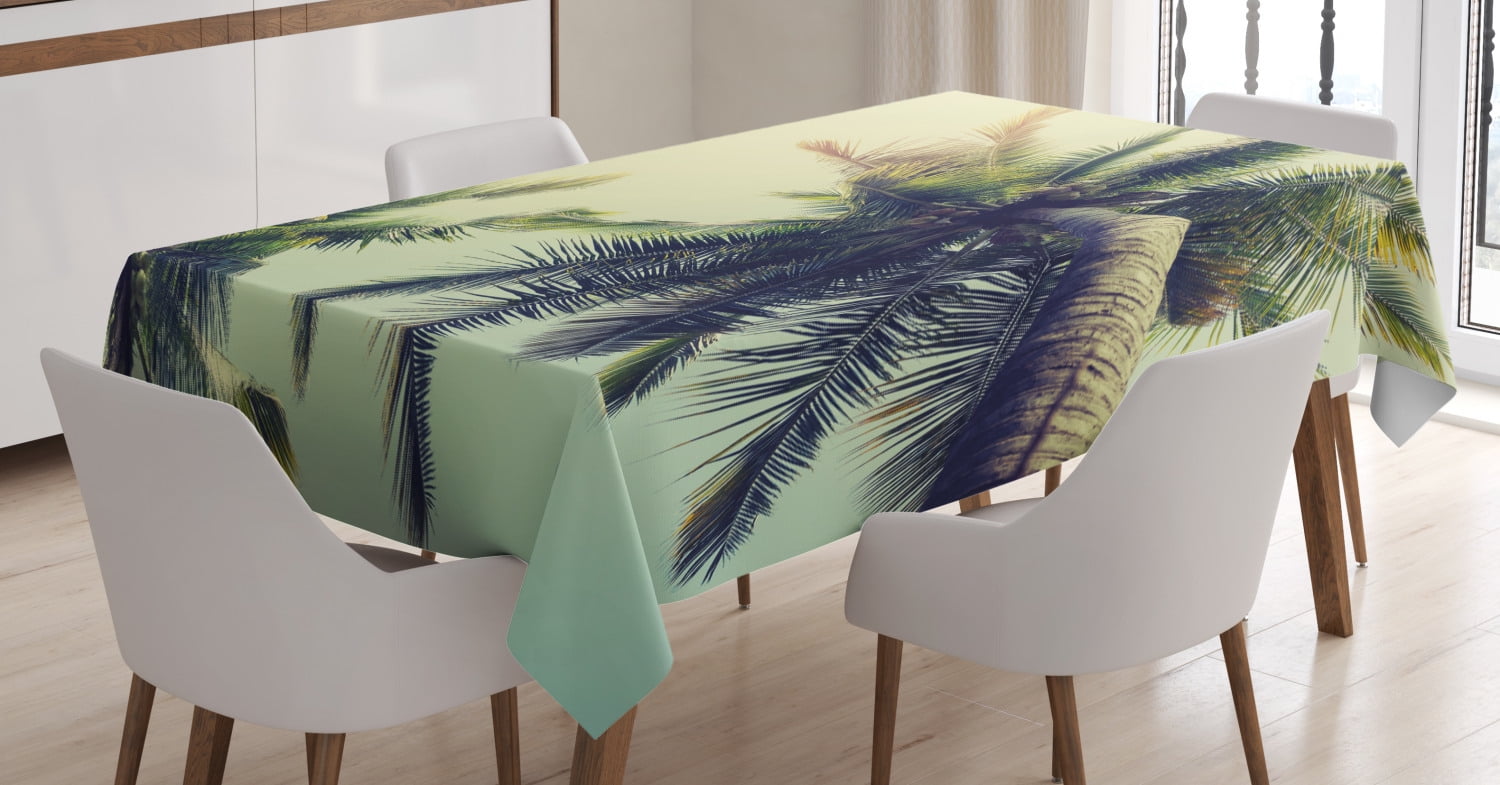 Palm Tree Tablecloth, Coconut Trees on Tropical Beach Caribbean