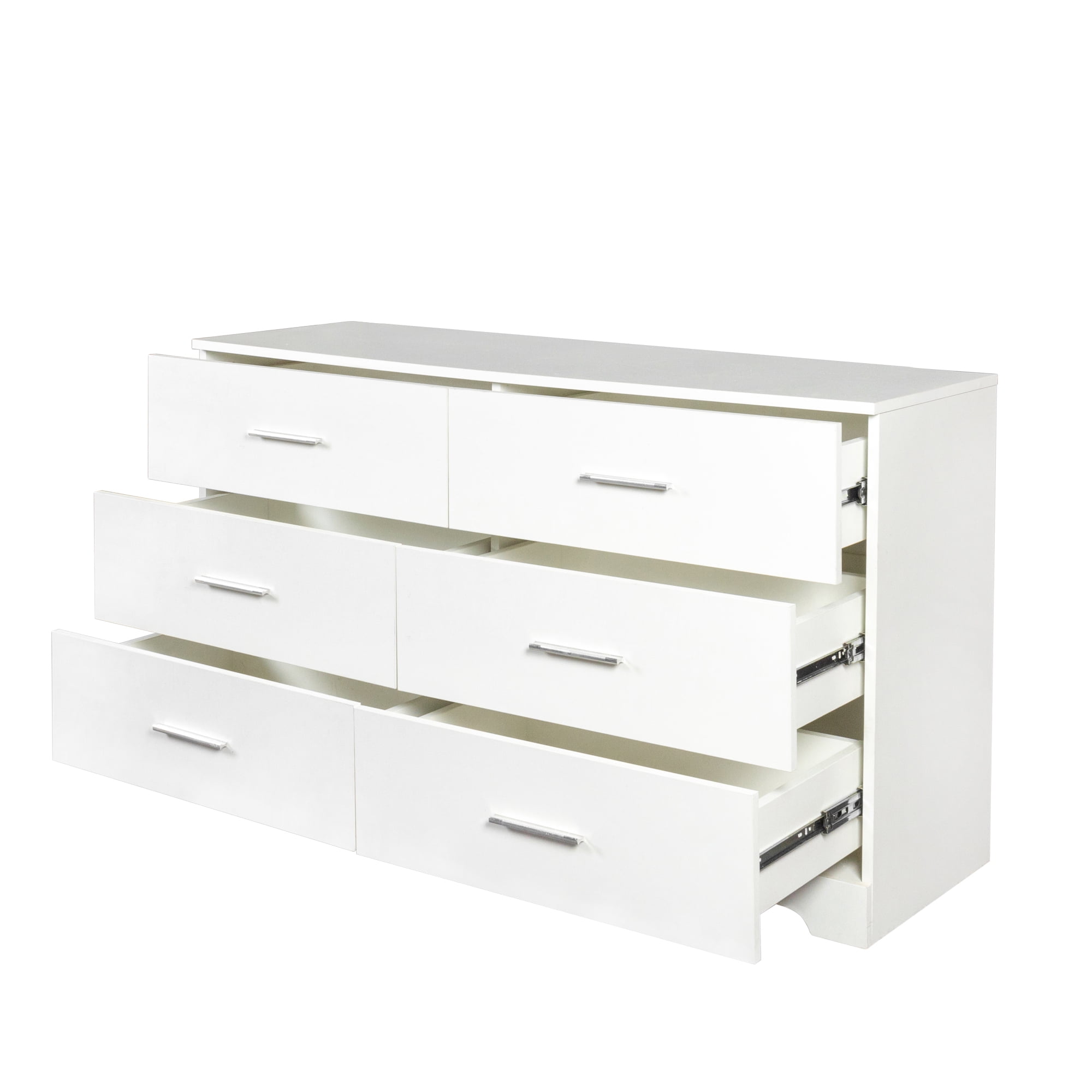 Ktaxon Bedroom Dresser with 6 Drawers, Wooden Double Dresser for Entryway, Wide Storage Cabinet for Living Room, White