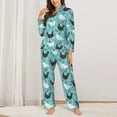 thumbnail image 2 of Pajama Sets for Women 2 Pcs, Lovely Roosters Button Down Long Sleeve Sleepwear Lounge PJ Sets, 2 of 6