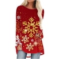thumbnail image 2 of Levmjia Womens Christmas Tops Long Sleeves Winter Snowflake Printed Loose T-Shirt Blouse Round Neck Casual Plus Size Tops, 2 of 5