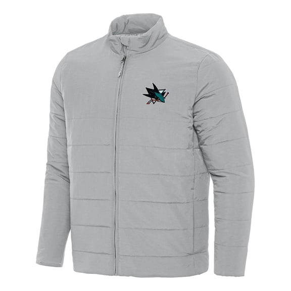 Men's Antigua Gray San Jose Sharks Swelter Full-Zip Puffer Jacket