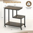 thumbnail image 3 of Costway 2 Pcs Table d'Appoint Moderne en Forme de g avec Étagères de Rangement et Roulettes Verrouillables pour Salon Marron, 3 of 10