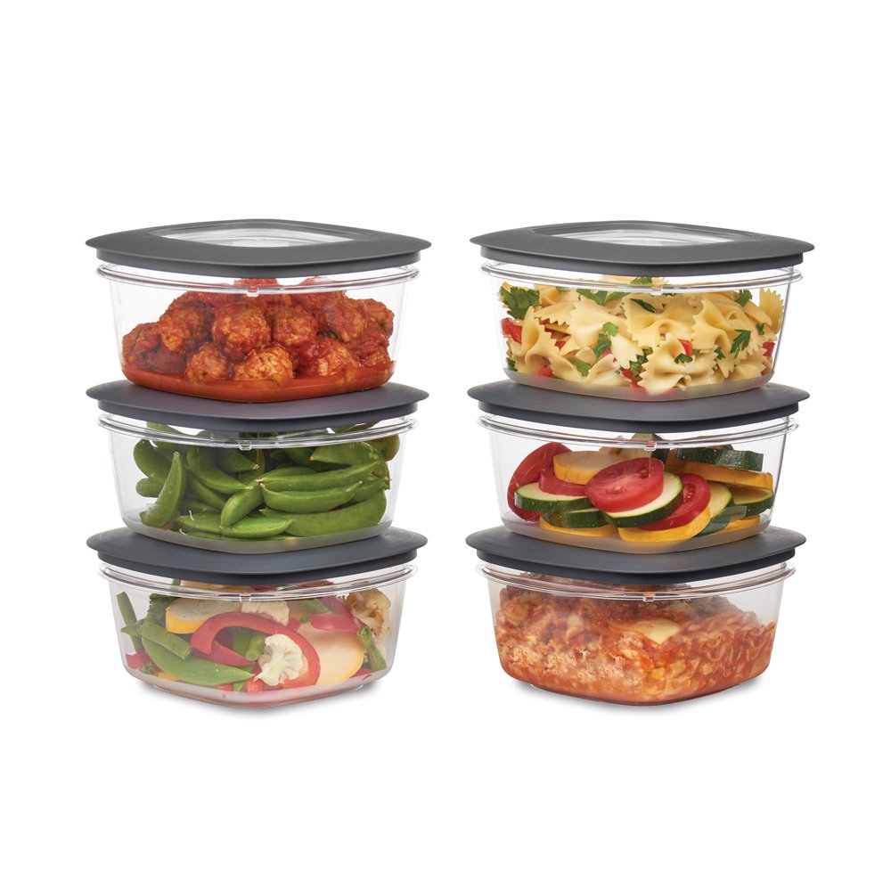 Rubbermaid Premier Food Storage Container, 5 Cup, 6Pack, Grey