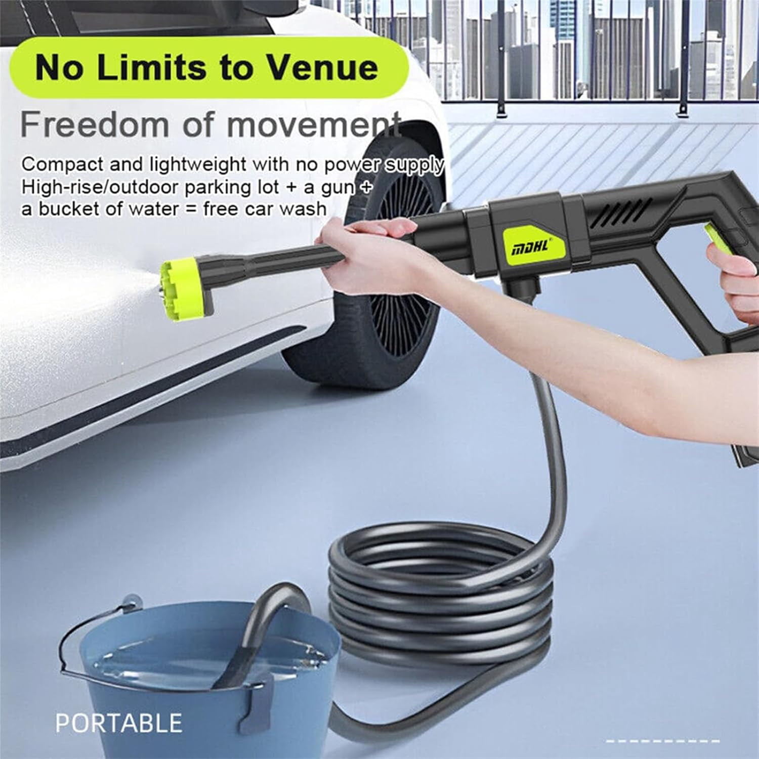 24V Cordless High Pressure Washer 1200PSI, Portable Car Washer with 2 Rechargeable Batteries 6-in-1 Nozzle, Handheld Power Washer for Car Farm Home(xxw)