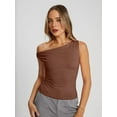thumbnail image 5 of Womens Summer Off the Shoulder Tops Going Out T Shirts Crop Tank Top Fashion Clothes Spring Outfits 2025 Coffee Color M, 5 of 6