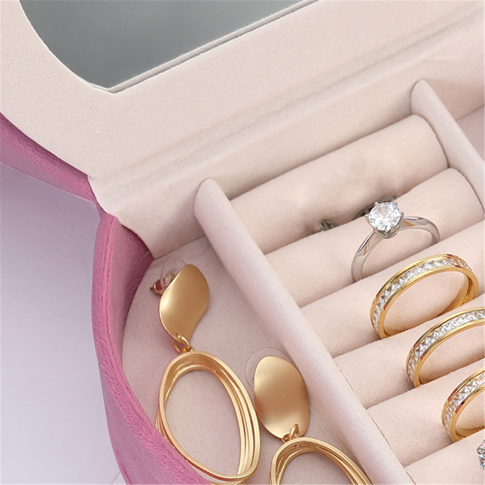 BNNG Dollhouse Furniture, Suitable For Jewelry Storage Boxes, Openable Rose Pink Sofa Jewelry Box Miniature Sofa Couch for Mini House Heart Shape Velvet Chair 1/6 Scale Mini Accessories