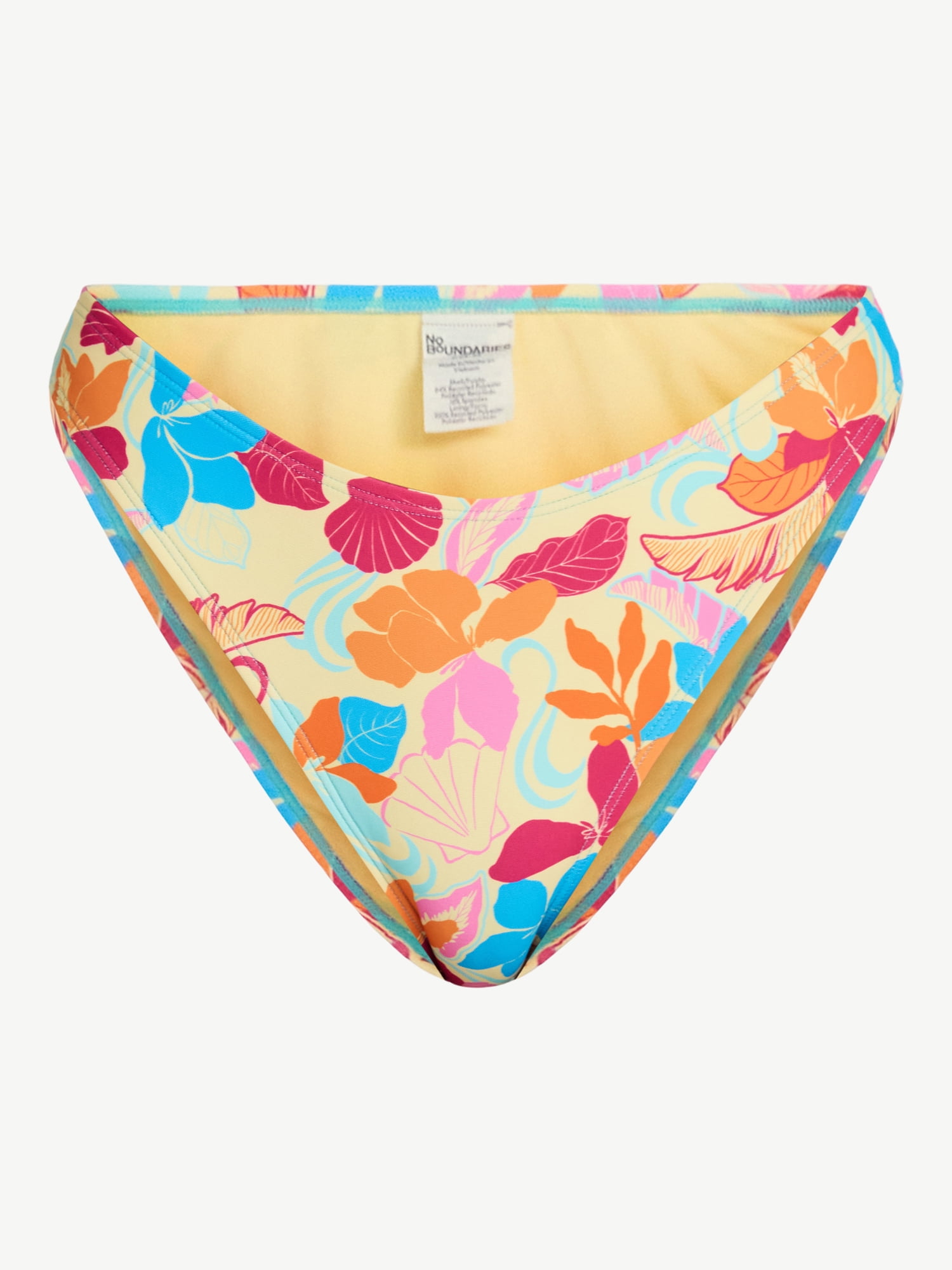 No Boundaries Bright Palms Bikini Bottoms, Women's XXS-XXL