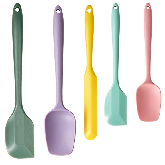 Silicone Spatula Set of 5, Multicolor Kithen Cooking Mixing Utensil Set, High Heat Resistant Non Stick Rubber Spatula Set, for Cooking, Baking, Mixing, Scraping
