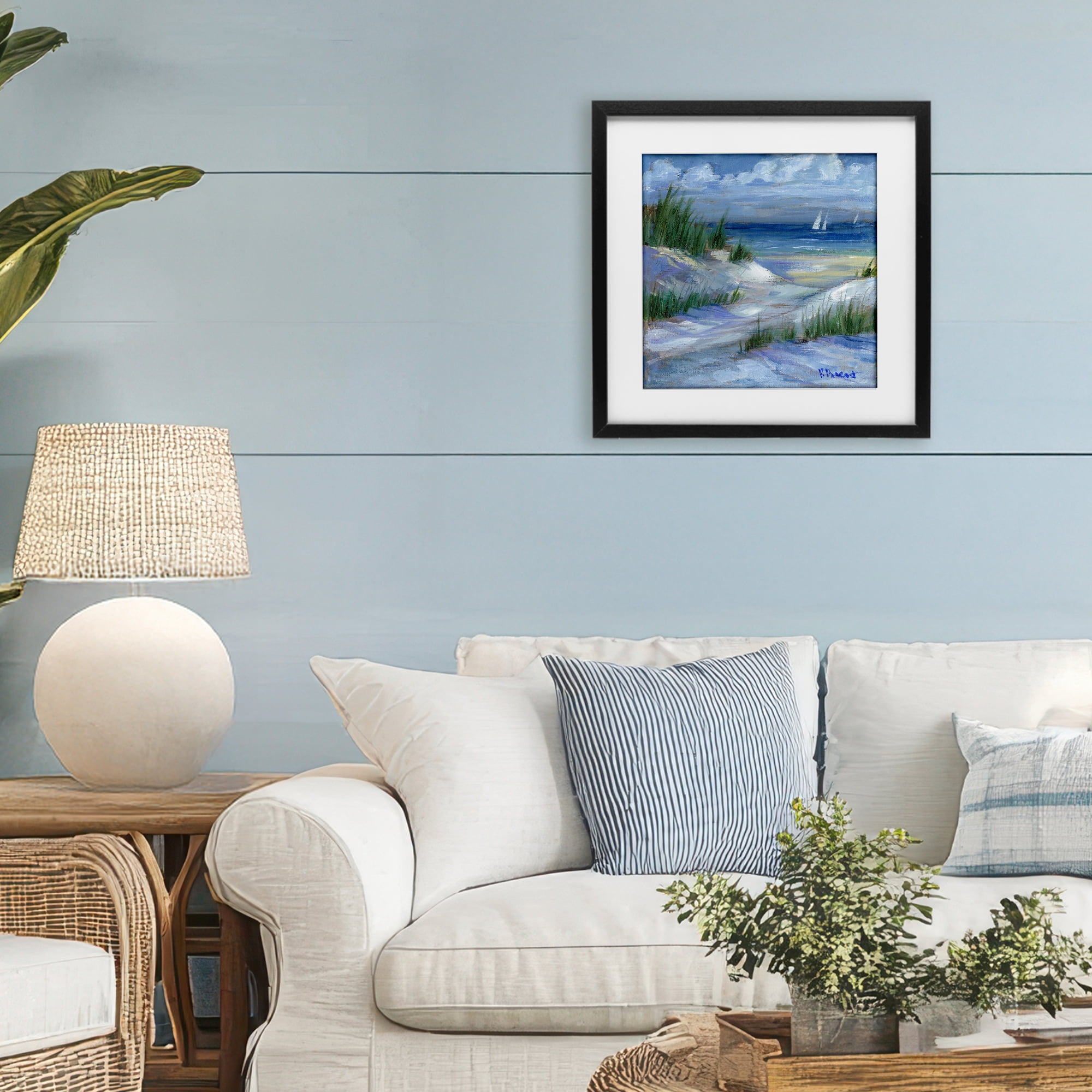 Stupell Industries Crooked Island Dunes & Sailboats Black Framed Print Under Glass, design by Paul Brent