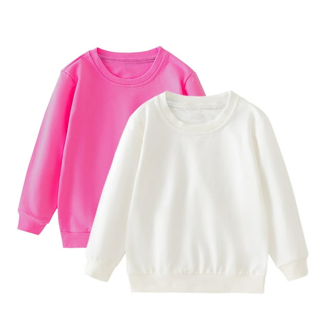 Lmnyox 2 Pack Chandails pour Enfants Basiques Décontractés à Manches Longues Col Rond Unis Hauts à Enfiler Garçons Filles Chemises de Mode