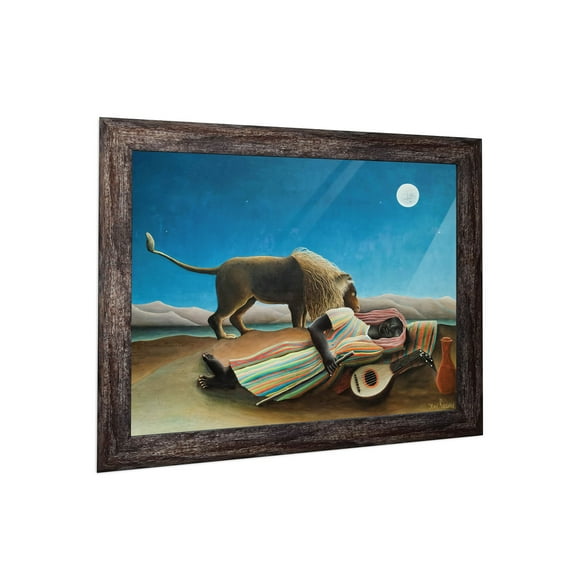 Sleeping Gypsy by Henri Rousseau, World Famous Wall Art Collection, Modern Decor, Framed Art Print, 11X14, 2432BW