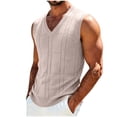thumbnail image 2 of Antinious Men Solid Knit Sweater V-Neck Sleeveless Loose Versatile Comfortable Tank Top, 2 of 5