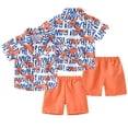 thumbnail image 2 of LYMAYTER Toddler Kids Boys Summer Shirts Set Baby Buttons Lapel Shirts T-Shirt Outfit Short Sleeve Top and Solid Color Shorts Set for 1-7 Years, 2 of 9