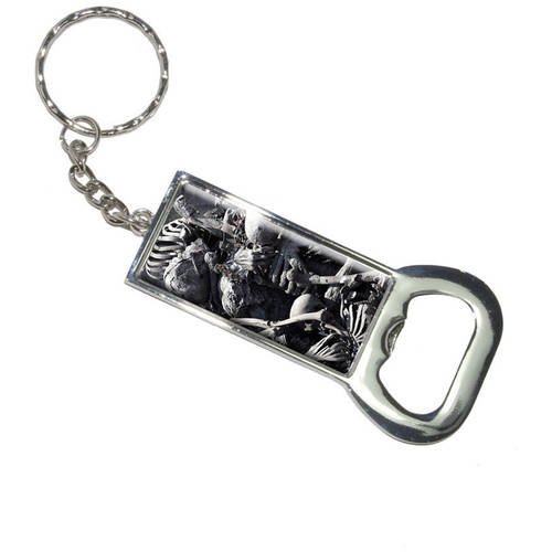 Pile Of Skeletons Skulls Bones Dead Keychain Bottle Bottlecap Opener