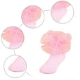 thumbnail image 5 of enyan Girls Lace Ruffle Socks Double Frilly Princess Style Dress Socks Toddler Turn Cuff Socks Baby Ankle Socks (Pink,1-3 Years), 5 of 7