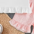 thumbnail image 6 of Kaprioy Toddler Baby Girl Little Girls Clothes Toddler Baby Girls Summer Clothes Smocked Short Sleeve T-Shirt Tops Ruffled Plaid Short Sets Cute Outfits 2Pcs, 6 of 6