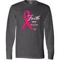 thumbnail image 3 of Inktastic Faith over Fear Breast Cancer Awareness with Pink Ribbon Long Sleeve T-Shirt, 3 of 5