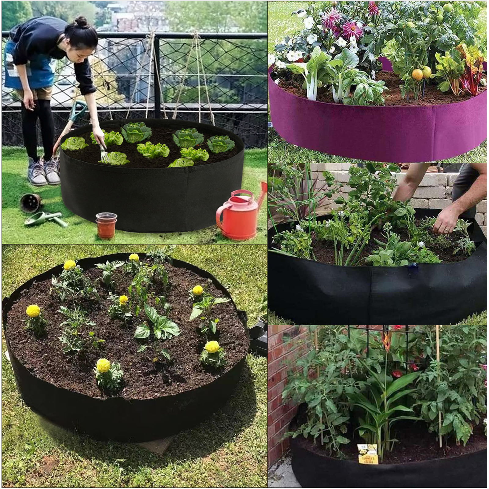 Details about   127/90cm*30cm Raised Fabric Garden Bed Felt Planting Bag Flowers Bag Vegetable 