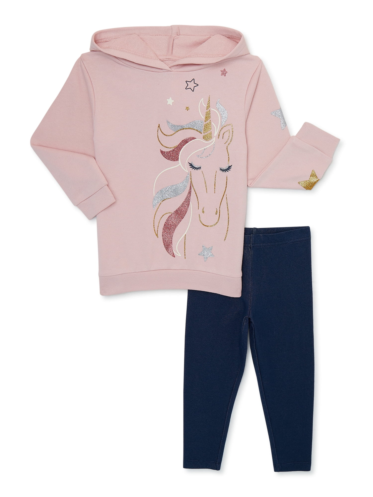 365 Kids from Garanimals Girls' Oversized Hoodie and Leggings Outfit ...