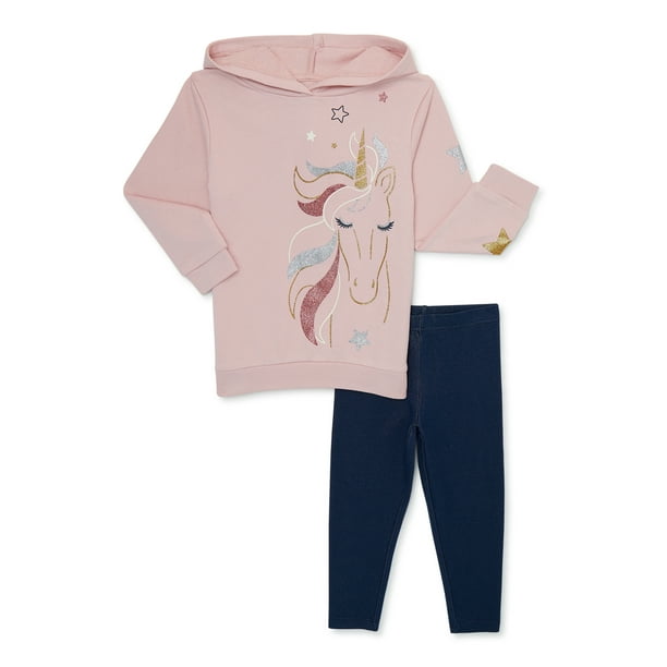365 Kids from Garanimals Girls' Oversized Hoodie and Leggings Outfit ...