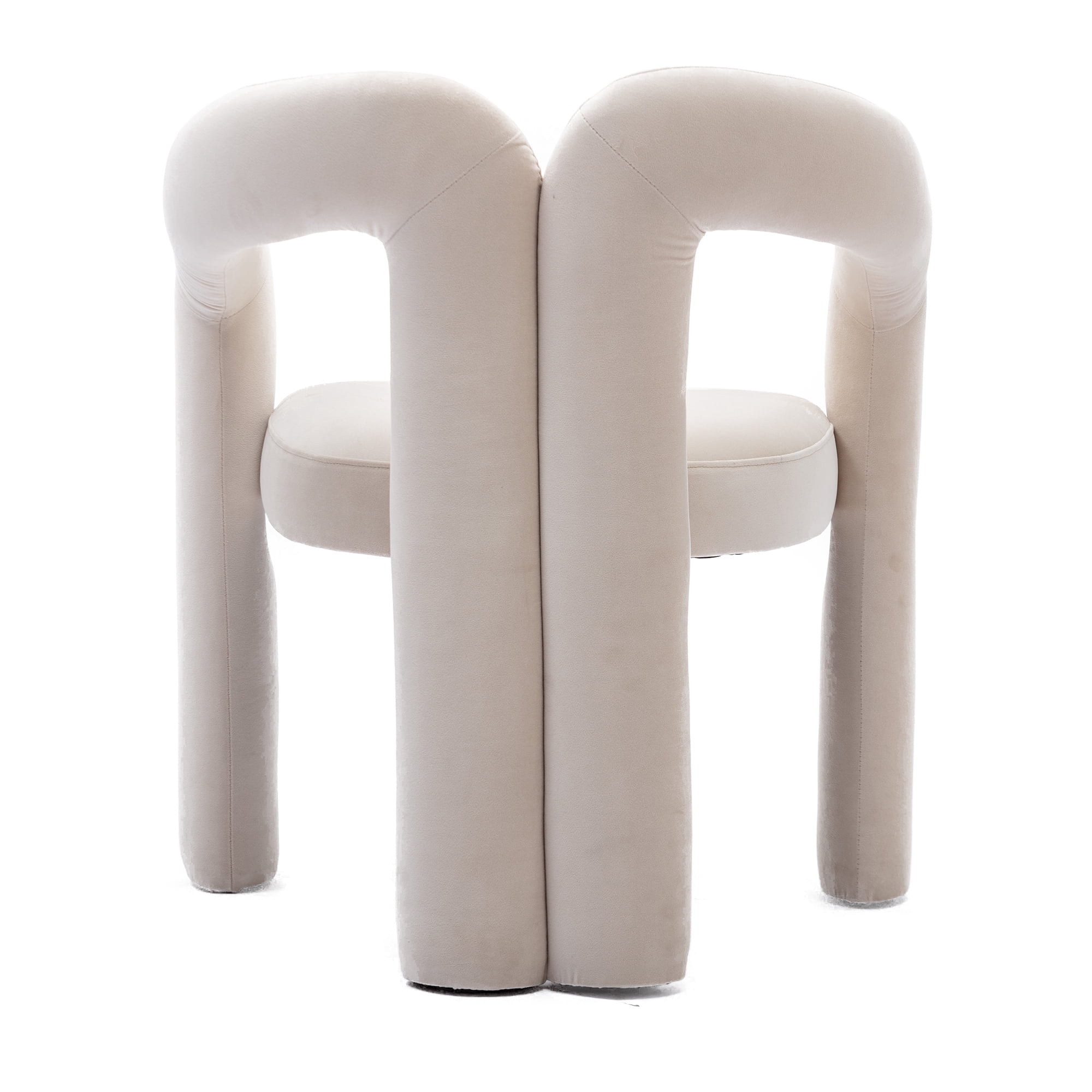 Sailvan Contemporary Velvet Barrel Accent Dining Chairs, Set of 2, Upholstered Side Chairs, Beige