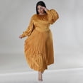 thumbnail image 6 of AURA Plus Size Long Sleeve Pleated Maxi Dress Women Round Neck Elegant Fall Winter Dress, 6 of 8