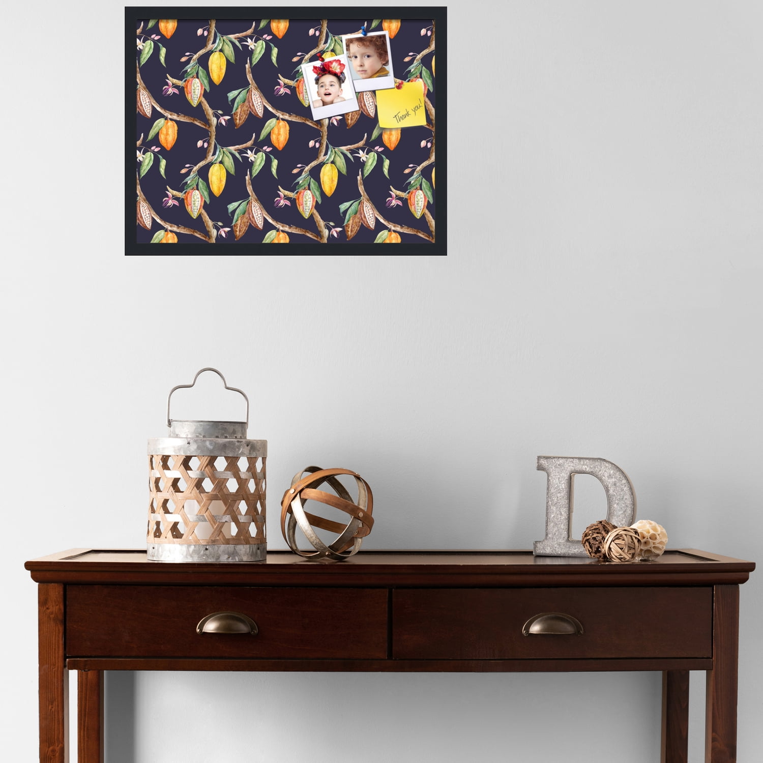 PinPix 24x18 Custom Cork Bulletin Board Fruit on Vine Black Poster Board Has a Fabric Style Canvas Finish, Framed in Fruit on Vine Black, by ArtToFrames (PinPix-1896)