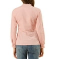 thumbnail image 3 of Allegra K Women's Lace Mock Neck Long Sleeve Cotton Button-Down Shirt, 3 of 6
