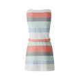 thumbnail image 5 of Genuiskids Women Summer Casual Striped Dress V Neck Spaghetti Strap Mini Dress Elastic Waist Belt Swing Dress with Pockets Streetwear, 5 of 9