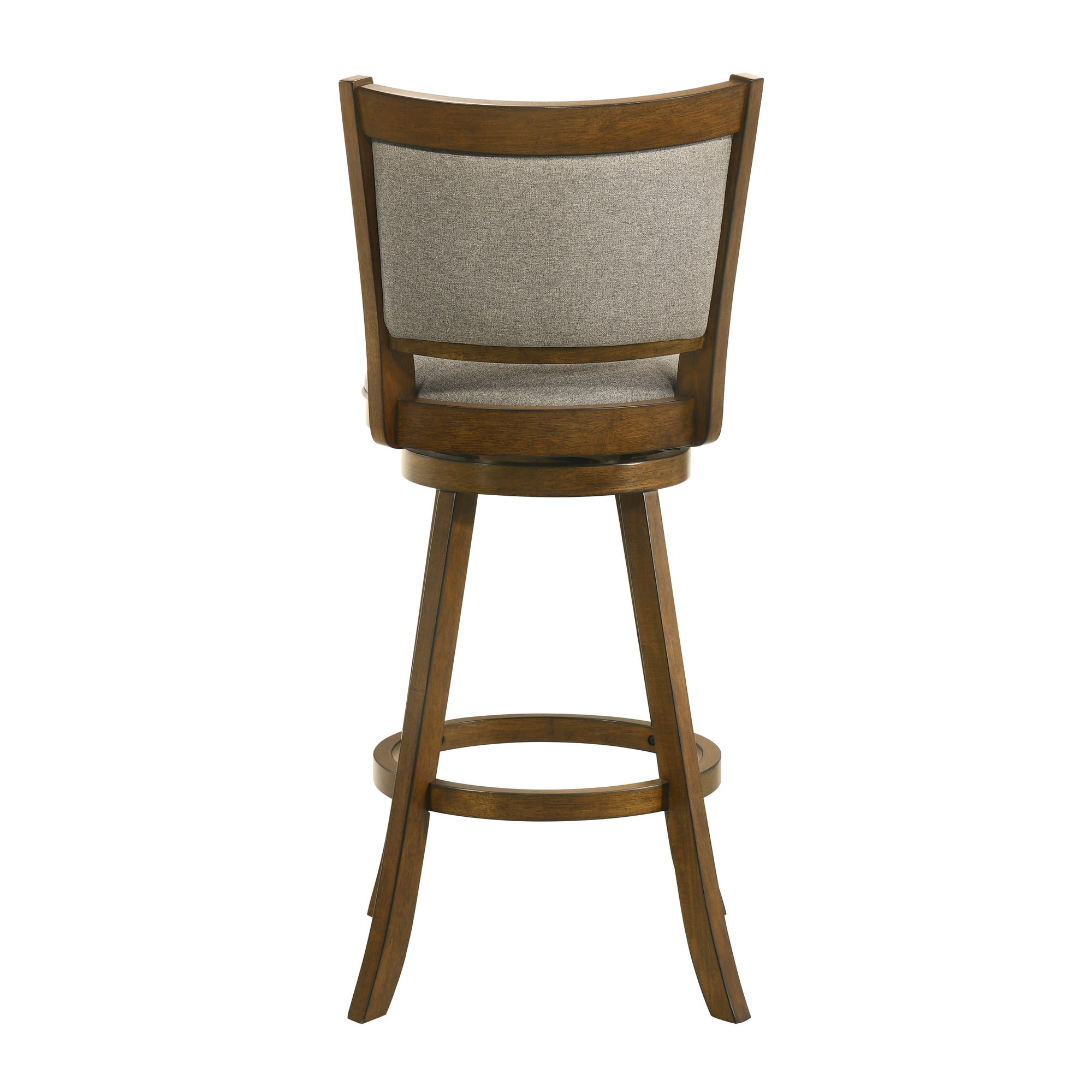 Aiden Modern Farmhouse Swivel Wood Bar Height Kitchen Bar Stool in Sepia Brown Finish with Grey Fabric Upholstered Seat - Set of 2