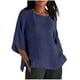 thumbnail image 1 of Vestidos Casuales Para Mujer, Blusas De Mujer De Moda Camiseta de lino con cuello y botones para mujer, informal, de manga larga, para el hogar, 1 of 9