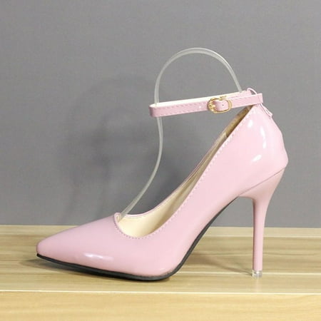 

Aphixta 7cm Or 10cm Heels Buckle Women Pointed Toe Pumps Patent Leather Shoes Stiletto Heels Office Pump Super Big Size 33-50