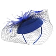 thumbnail image 4 of Fascinators Hats 20s 50s Hat Pillbox Hat Cocktail Tea Party Headwear with Veil for Girls and Women Blue, 4 of 4