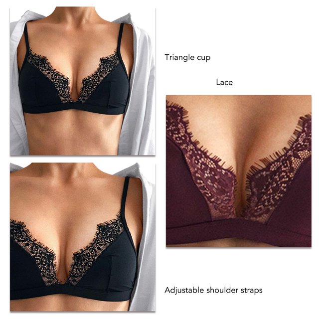 Sujetador Ajustable, Transpirable, Con Hebilla De Una Sola Fila, Amigable Con La Piel, Elegante, 2 Uds., Bralette De Encaje Para La Vida Diaria Para Actividades Al Aire Libre ANGGREK Negro y Borgoña S