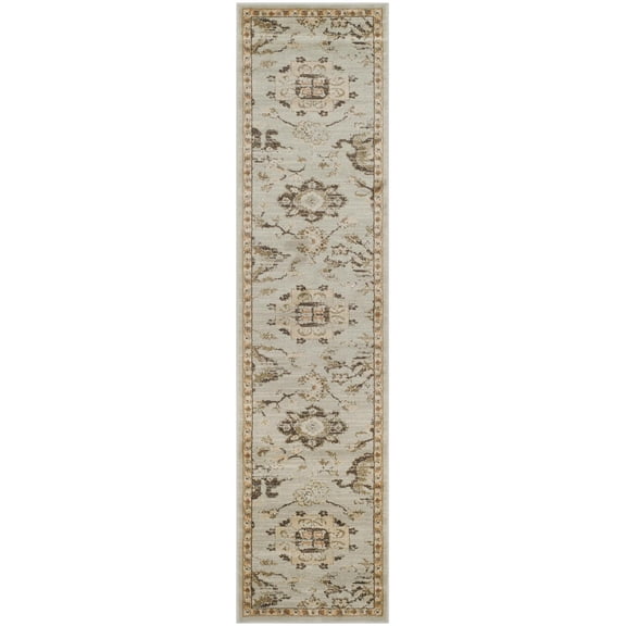 Traditional Rug - Florenteen Polypropelene Pile -Grey/Ivory-Color:Grey/Ivory,Design:Traditional,Shape:Runner,Size:2' x 8'