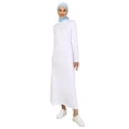 thumbnail image 2 of Modest Dress With Natural Fabric Elastic Waist White, 2 of 5