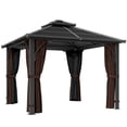 thumbnail image 1 of Outsunny Pavillon à Toit Rigide en Polycarbonate 10 Pieds x 10 Pieds avec Moustiquaire et Rideaux, 1 of 10