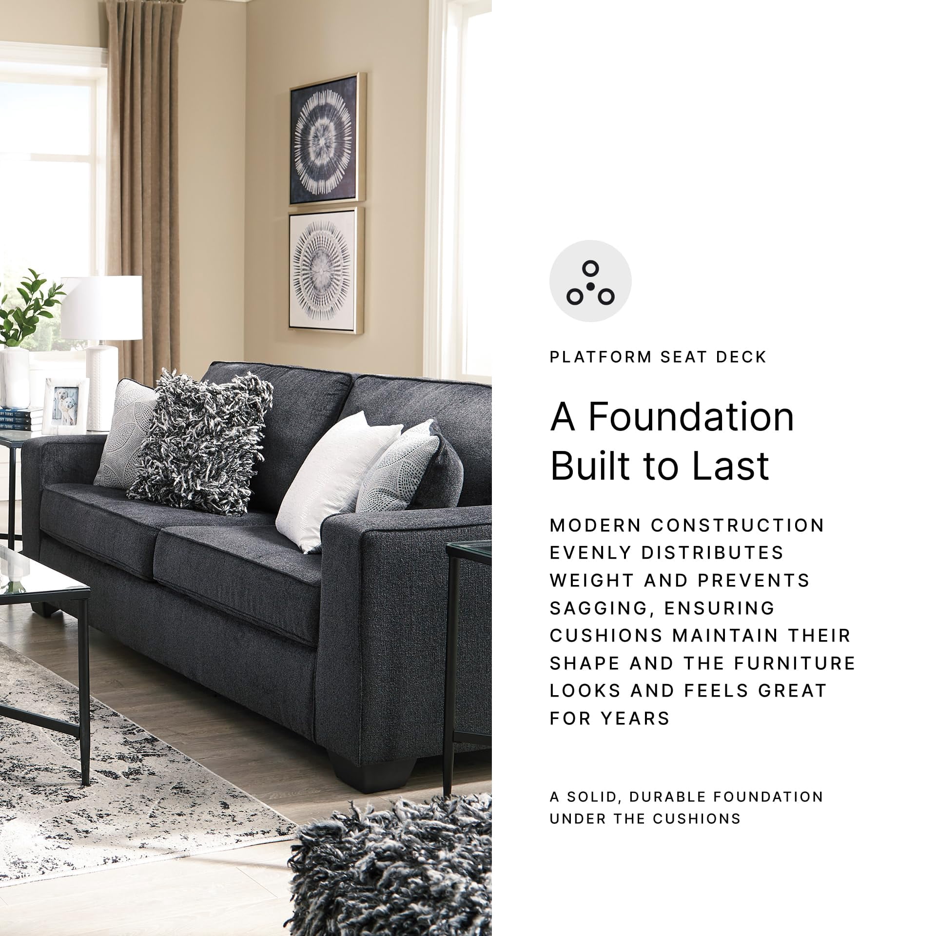 Ashley Furniture Polyester Signature Design Altari Sofa with Pillow, Slate
