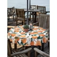 thumbnail image 2 of Outdoor Tablecloths with Umbrella Hole & Zipper, Orange Round Tablecloths 60 Inch, Summer Botanical Leaves Watercolor Waterproof Table Cloth, Patio/Pool/Picnic Table Covers, 2 of 8