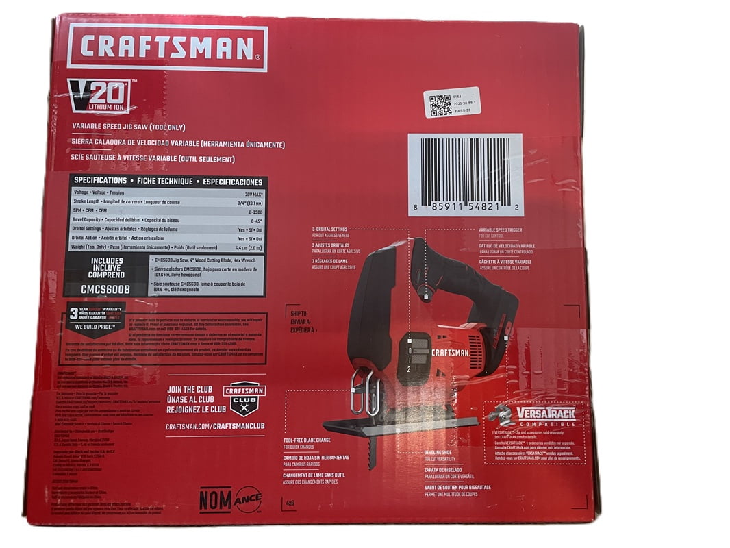 CRAFTSMAN V20 20-volt max Variable Speed Keyless Cordless Jigsaw (Battery Not Included and Charger Not Included)