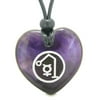 Archangel Raphael Sigil Magic Planet Energy Puffy Heart Amulet Purple Quartz Pendant Adjustable Necklace