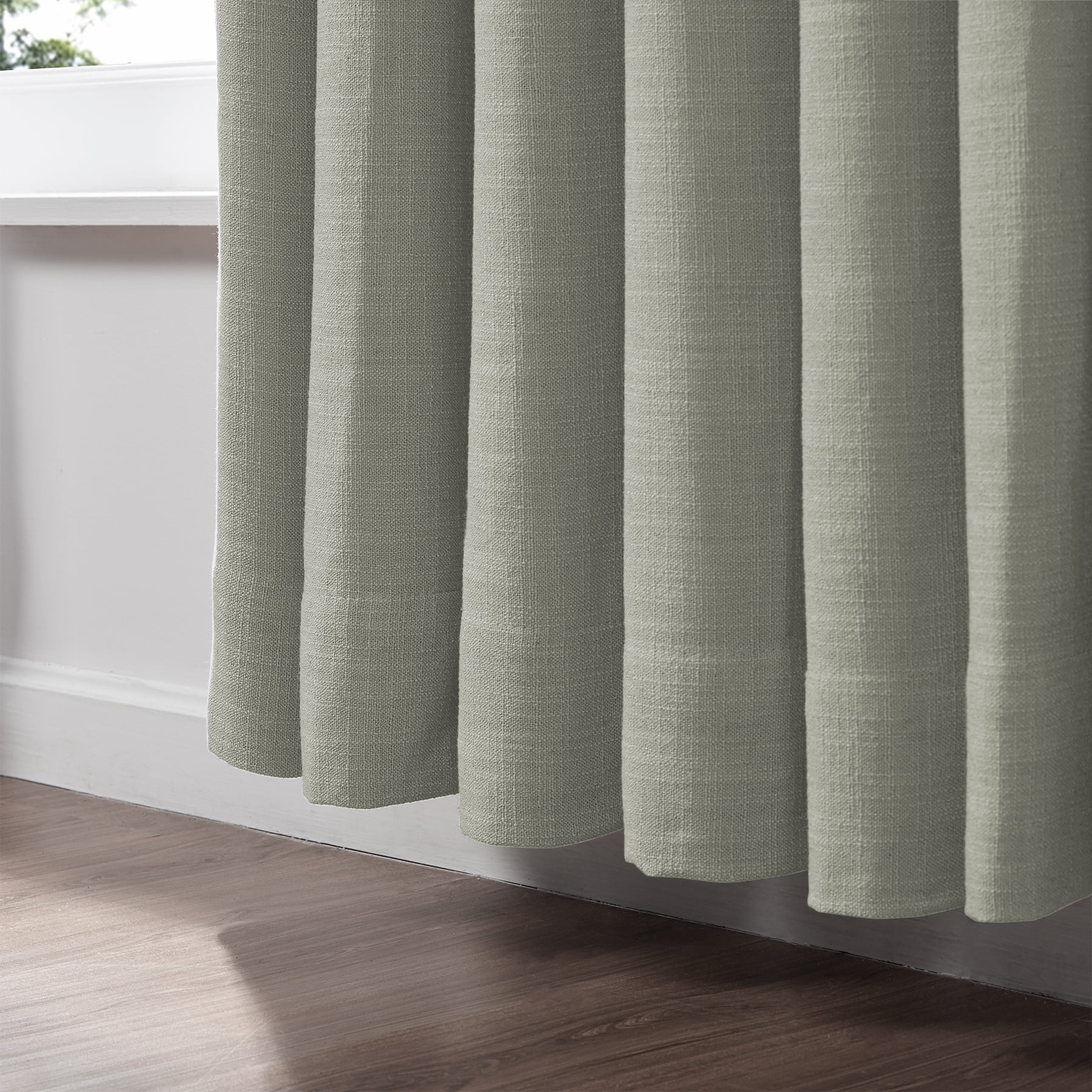 TWOPAGES Faux Linen Drape 72 W X 108 L Inch Pinch Pleated Hanging Style Blackout Privacy Protection Drape for Kitchen, 1 Panel, Grey